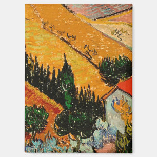 Aimant Van Gogh - Paysage avec maisons et fleurs