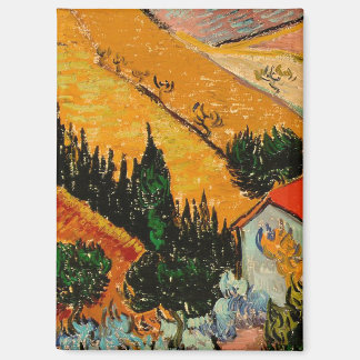 Aimant Van Gogh - Paysage avec maisons et fleurs