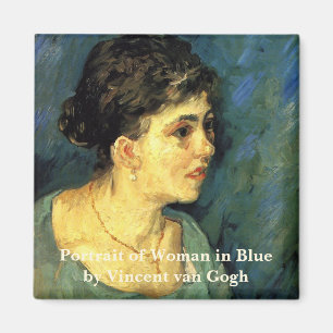 Aimant Van Gogh, Portrait de femme en bleu, Art Vintage