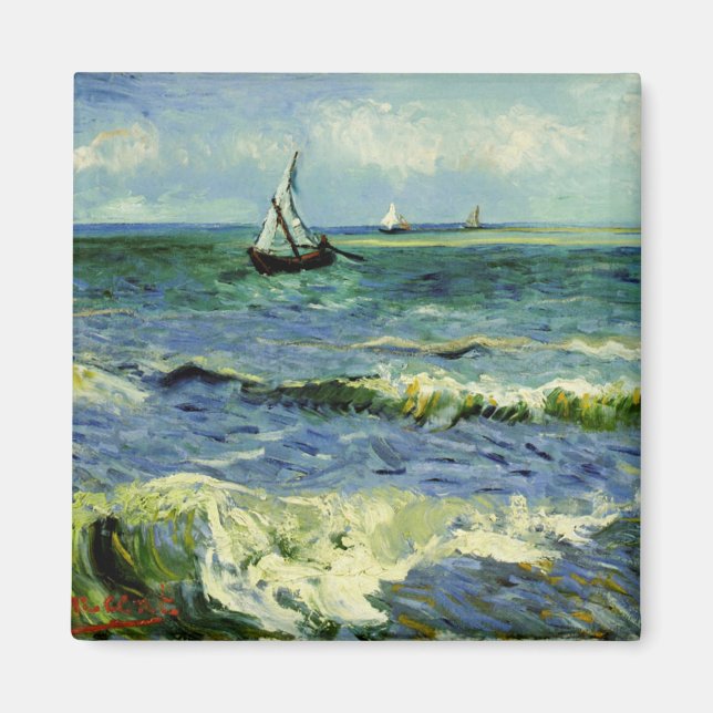 Aimant Van Gogh - Un bateau de pêche en mer (Devant)