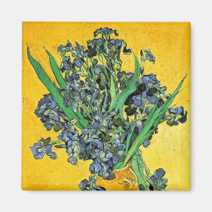 Aimant Van Gogh - Vase avec iris Fond jaune