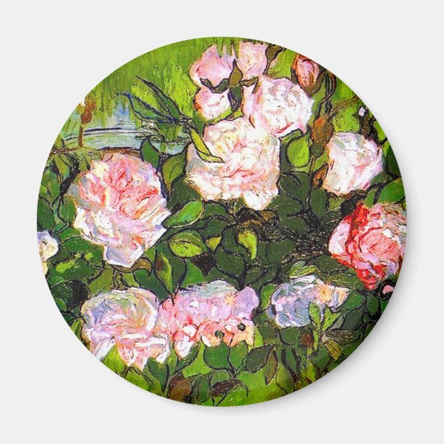 Aimant Van Gogh Vie morte avec des roses roses roses (Devant)