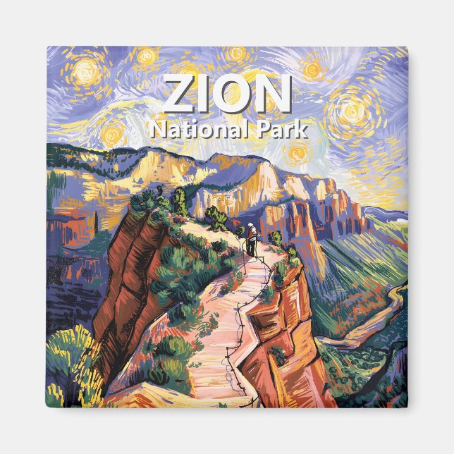 Aimant Van Gogh Zion Angels Landing Hiking Trail Custom (Devant)