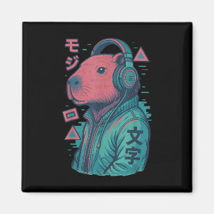 Aimant Vaporwave Capybara Anime d'art japonais Manga Ukiy
