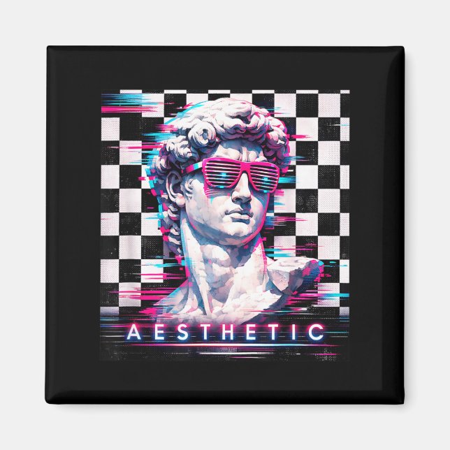 Aimant Vaporwave david glitch art esthétique rétrowave 80 (Devant)