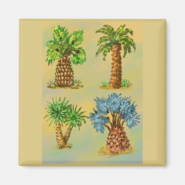 Aimant Variétés de palmiers en couleurs. (Devant)
