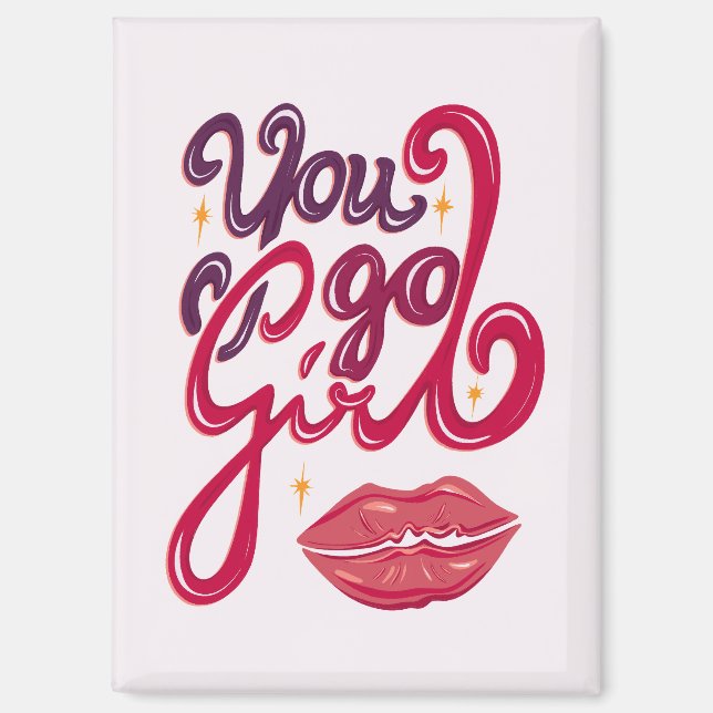 Aimant Vas-y fille – Citation pour booster la confiance (Recto)