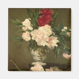 Aimant Vase à Manet   de pivoines sur un petit piédesta