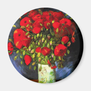 Aimant Vase à Van Gogh avec l'aimant rouge de pavots
