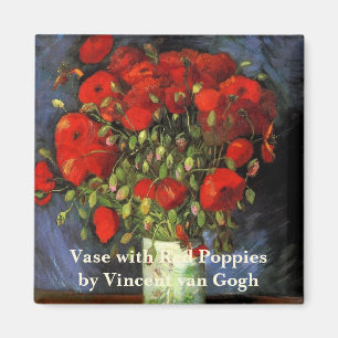 Aimant Vase aux coquelicots rouges de Vincent van Gogh