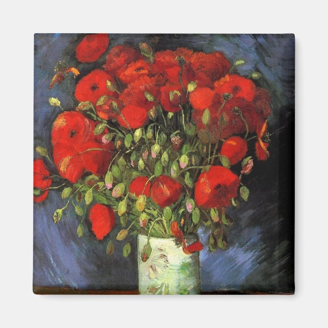 Aimant Vase aux coquelicots rouges de Vincent van Gogh (Devant)