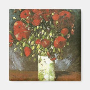 Aimant Vase avec des papillons rouges Van Gogh Art