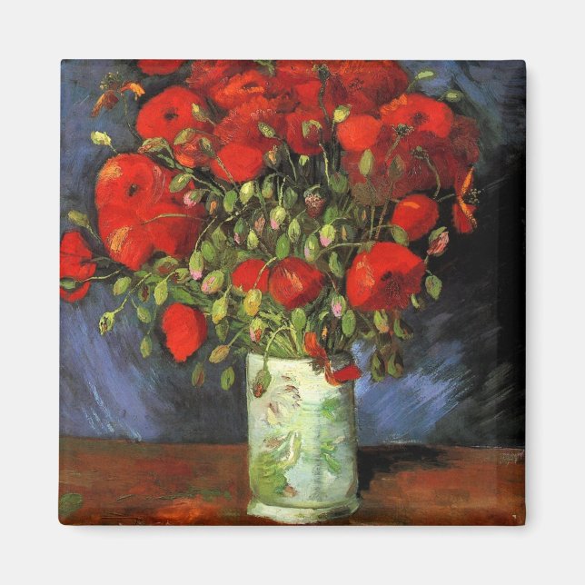 Aimant Vase avec des pavots rouges par Vincent Van Gogh (Devant)