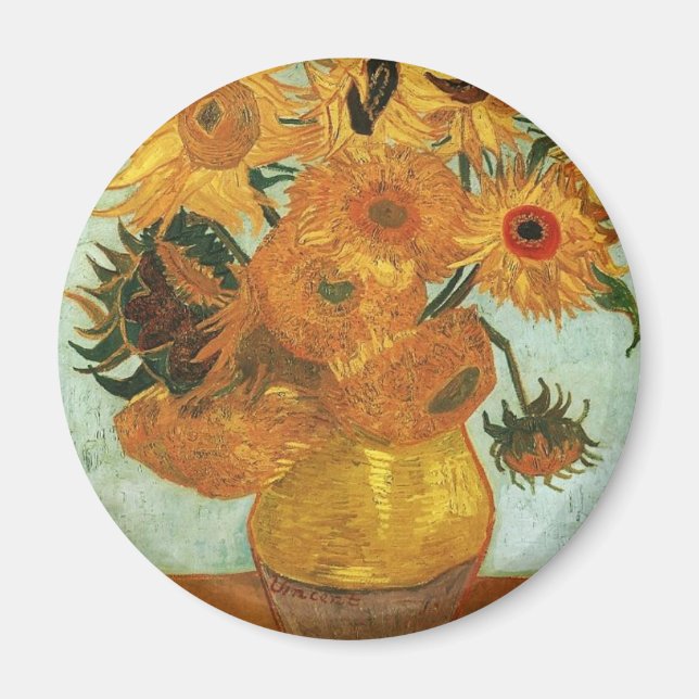 Aimant Vase avec douze tournesols, Vincent (Devant)
