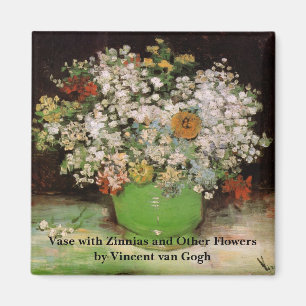 Aimant Vase avec fleurs de Zinnia par Vincent van Gogh