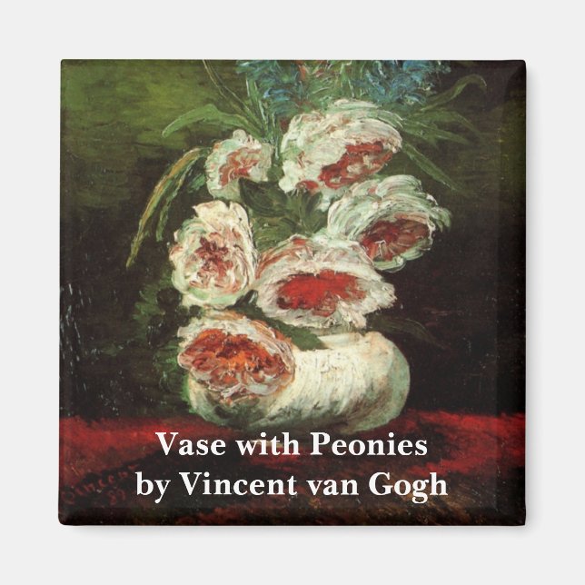 Aimant Vase avec pivoines par Vincent van Gogh (Devant)