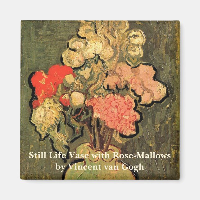Aimant Vase avec rose-mallows par Vincent van Gogh (Devant)