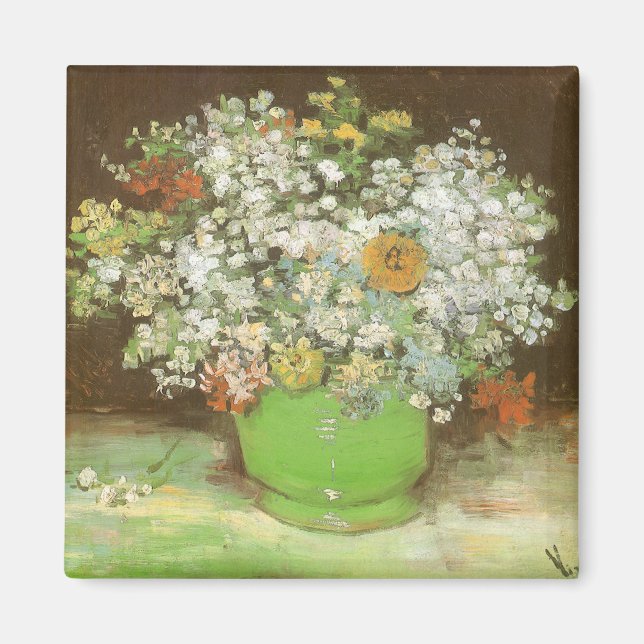 Aimant Vase avec Zinnias et Fleurs par Vincent van Gogh (Devant)