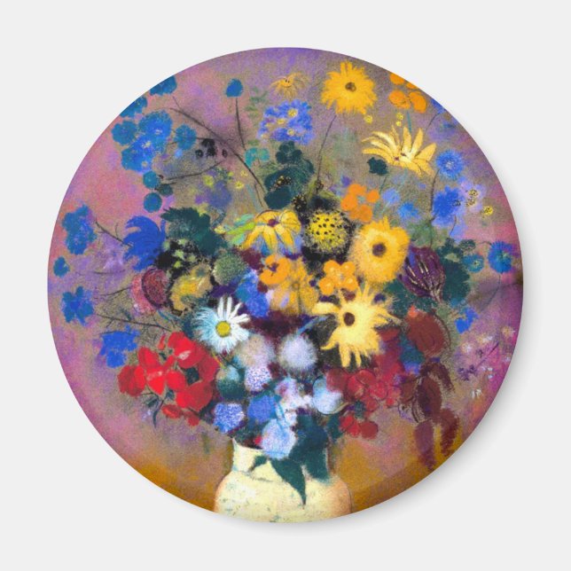Aimant Vase blanc avec fleurs Odilon Redon (Devant)