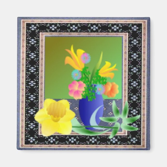 Aimant Vase de fleurs dans l'aimant du cadre (Devant)