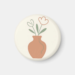 Aimant Vase de tulipes minimaliste en ligne artistique