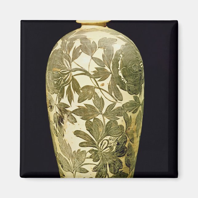 Aimant Vase Mei P'ing à la décoration florale noire (Devant)