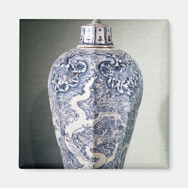 Aimant Vase octogonale 'Mei- P' avec blanc (Devant)