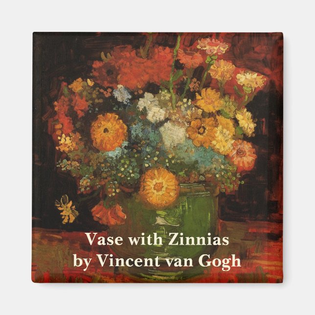 Aimant Vase Still Life avec Zinnias par Vincent van Gogh (Devant)