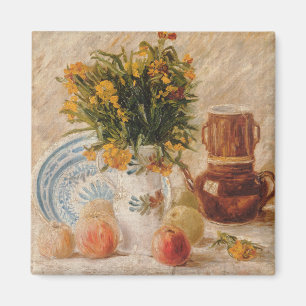 Aimant Vase vintage avec Fleurs Café et Fruit