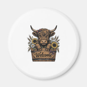 Aimant Veau patriotique Bienvenue Floral Vintage Maison d