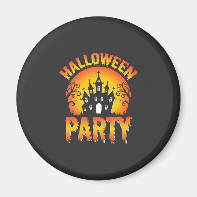 Aimant Vecteur de fête de maison hantée Halloween (Devant)