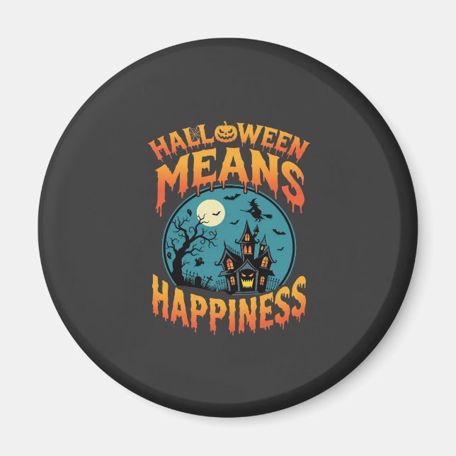 Aimant Vecteur de maison hantée de bonheur d'Halloween (Devant)