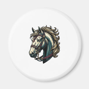 Aimant Vecteur de tête de cheval de gravure vintage