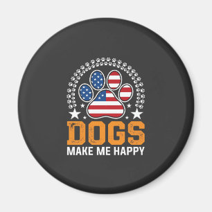 Aimant Vecteur d'empreinte de patte de chien patriotique