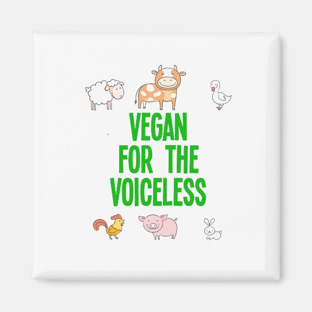 Aimant Vegan pour les sans voix blanc avec des animaux dr (Devant)