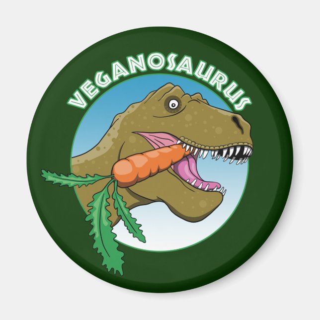 Aimant Vegan T-Rex - Humour du véganisme (Devant)