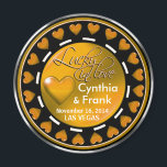 Aimant Vegas Lucky in Love Hearts Casino Chip citrouille<br><div class="desc">Si vous êtes Doing It In Vegas ou que vous avez un mariage thématique ou une réception à Las Vegas, ces magnets de puces de casino fastueux font les faveurs de mariage parfaites. Utilisez le bouton orange "Customisez-le" ci-dessus pour personnaliser cet aimant avec vos propres préférences de texte et de...</div>