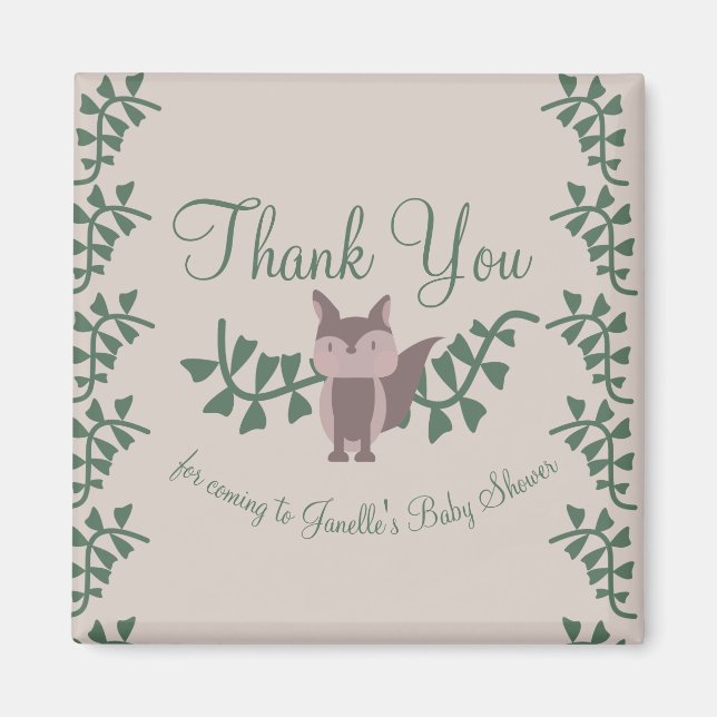 Aimant Végétation de renard de bois Baby shower Dons rust (Devant)