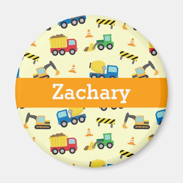 Aimant Véhicules de construction colorés Motif pour garço (Devant)