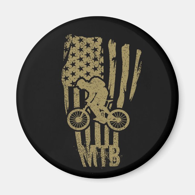 Aimant Vélo tout terrain drapeau américain Mtb patriotiqu (Devant)
