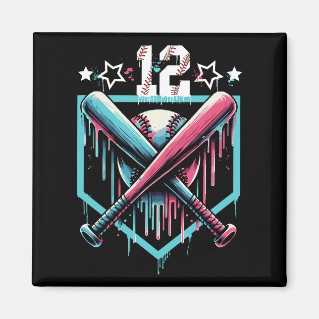 Aimant Vendre Drip 12e anniversaire garçons Numéro 12 Jeu (Devant)