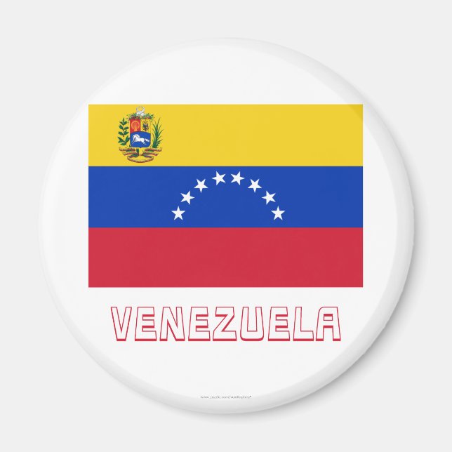 Aimant Venezuela Drapeau avec nom (Devant)