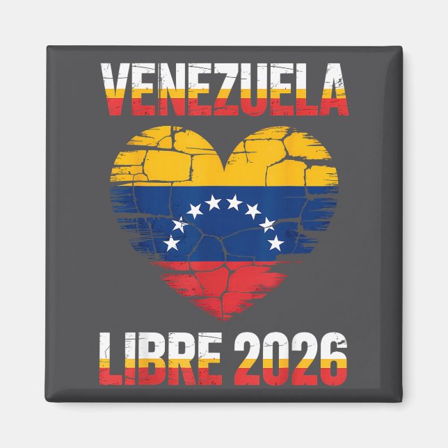 Aimant Venezuela Libre 2026 Drapeau du cœur du Venezuela  (Devant)