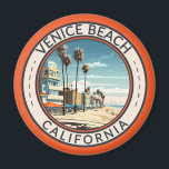Aimant Venice Beach California Bowwalk Travel Art Retro<br><div class="desc">Venice Beach dans un style vectoriel. Venice Beach, en Californie, est une destination emblématique de la Californie du Sud, connue pour sa promenade, ses rues animées et son atmosphère animée. Situé à Los Angeles, c'est un carrefour de créativité et de divertissement en bord de plage, attirant des visiteurs du monde...</div>
