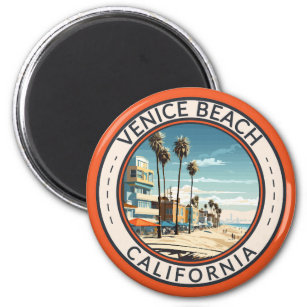 Aimant Venice Beach California Bowwalk Travel Art Retro