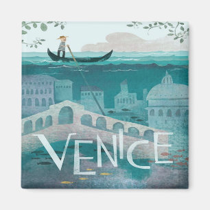 Aimant venice Italy Gondola travel vacation retro post