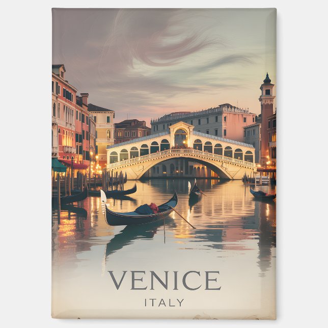 Aimant Venice Italy Rialto Bridge Vintage Twilight Rustic (Recto)