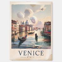 Venise Italie Gondole Canal Art à l'aquarelle Vint