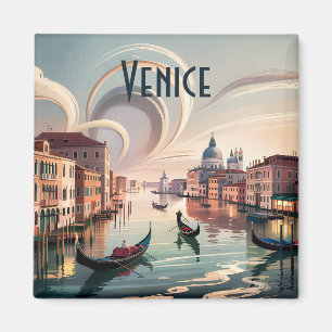 Aimant Venise Italie personnalisée Aquarelle Gondole Pays