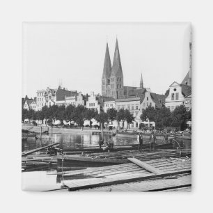 Aimant Vente du bois sur la rivière Trave, Lübeck, c.19